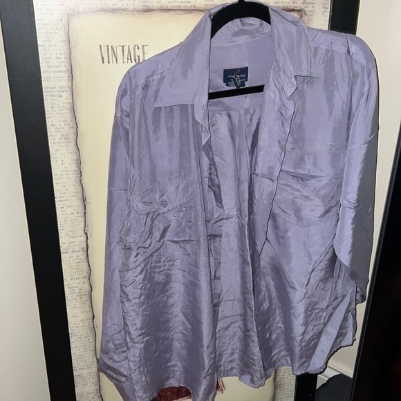 Vintage Daniel Hechter  lilac silk long sleeve shirt blouse with pockets - Picture 6 of 14